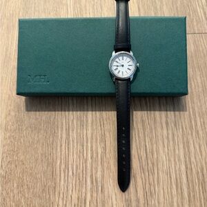 Elegant Black Leather Women's Watch